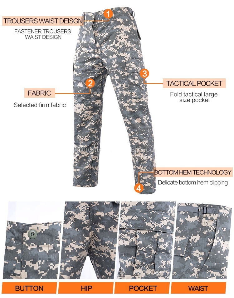 Rip-Stop Bdu Universal Camouflage American Formal Battle Dress Military Style Uniform