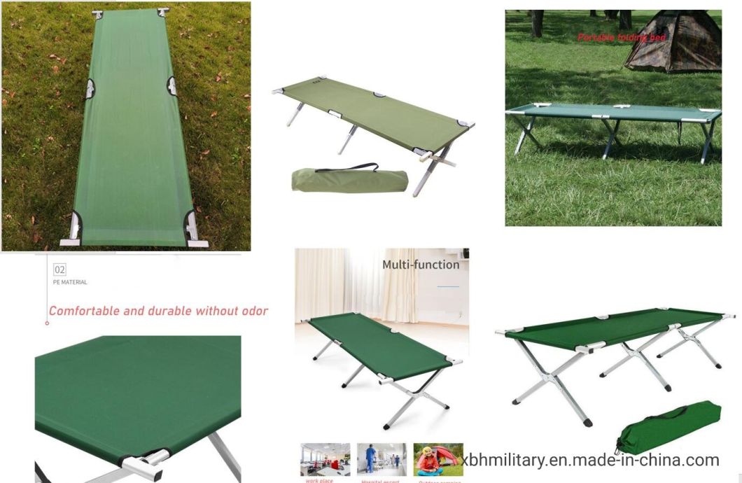 Factory Custom Outdoor Steel Aluminum Frame Trip Military Style Portable Folding Camping Bed