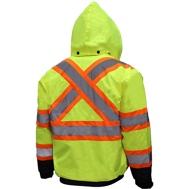 Security Clothing ANSI Class 3 High Visibility Bomber Safety Jacket Working Uniform