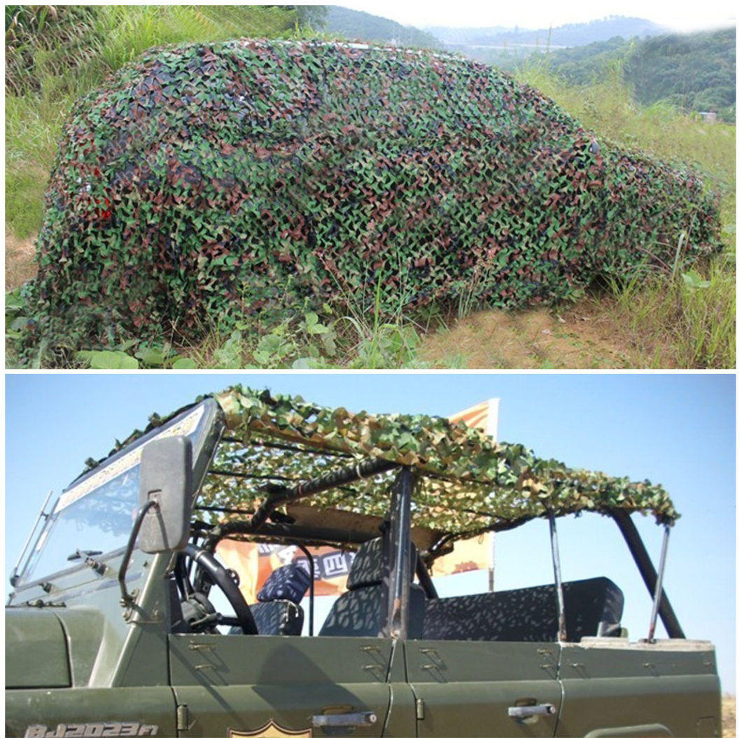 Outdoor Camo Netting Flame Retardant Military Style Camouflage Net Hunting with Dark Green Camo Print and Webbing Tape