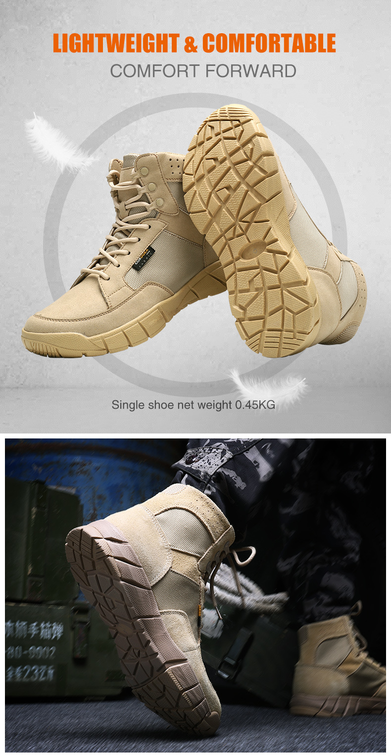 Desert Camouflage Canven Military Sstyle Combat Men′s Boots Shoes