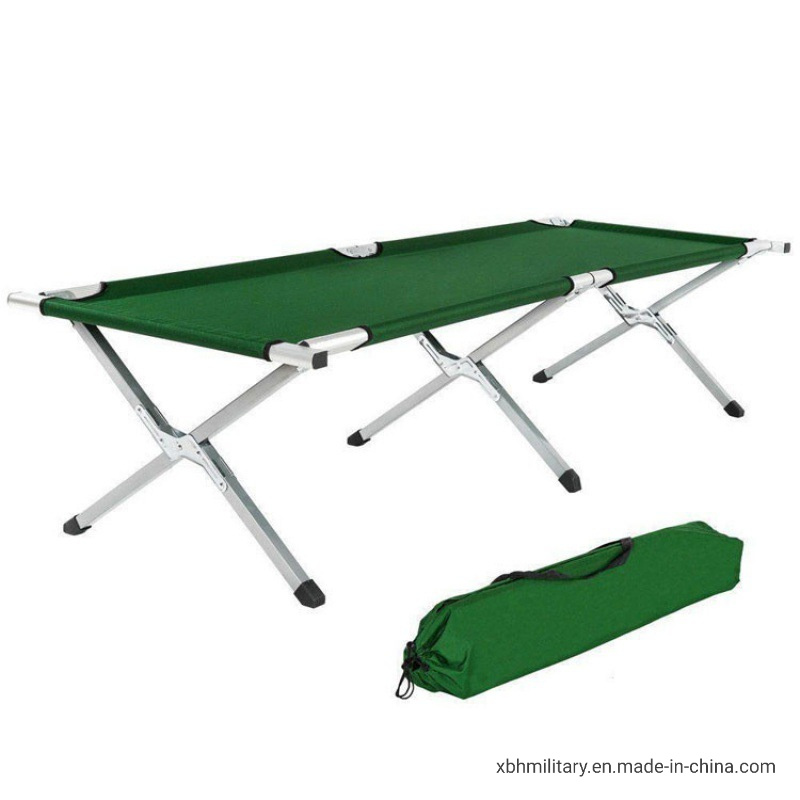 Factory Custom Outdoor Steel Aluminum Frame Trip Military Style Portable Folding Camping Bed