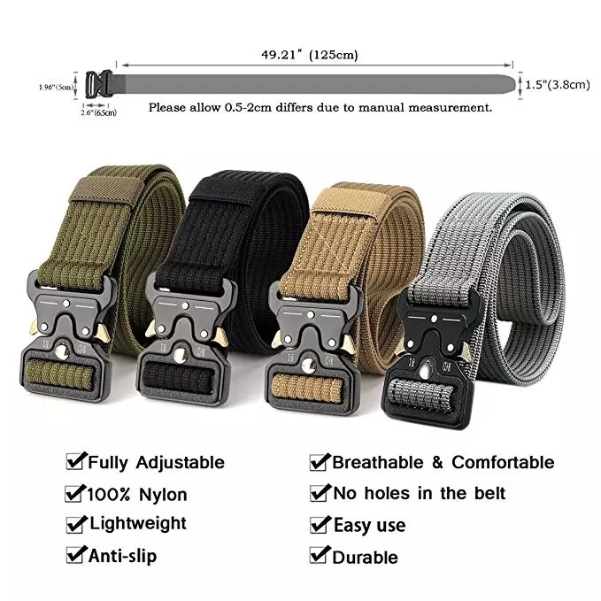 Heavy Duty Tactical Belt Adjustable Utility Waist Belt with Dual Pouches