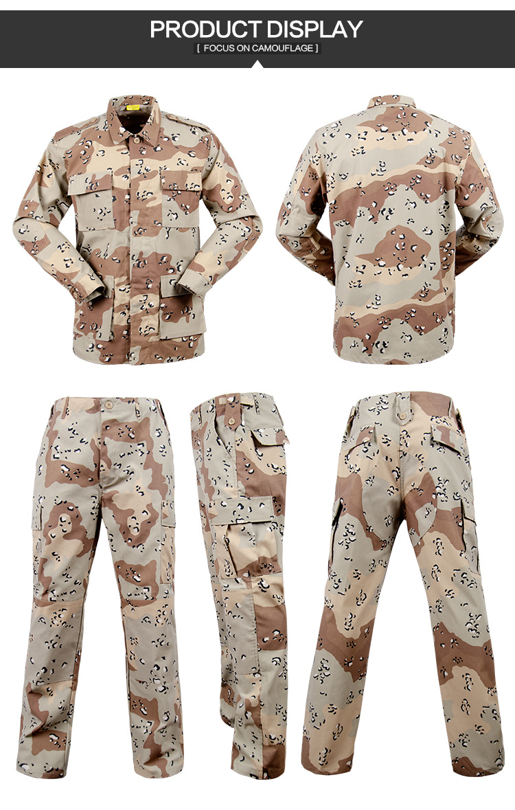 Military Style Bdu 6 Color Desert Camouflage Fabric Uniform Clothing