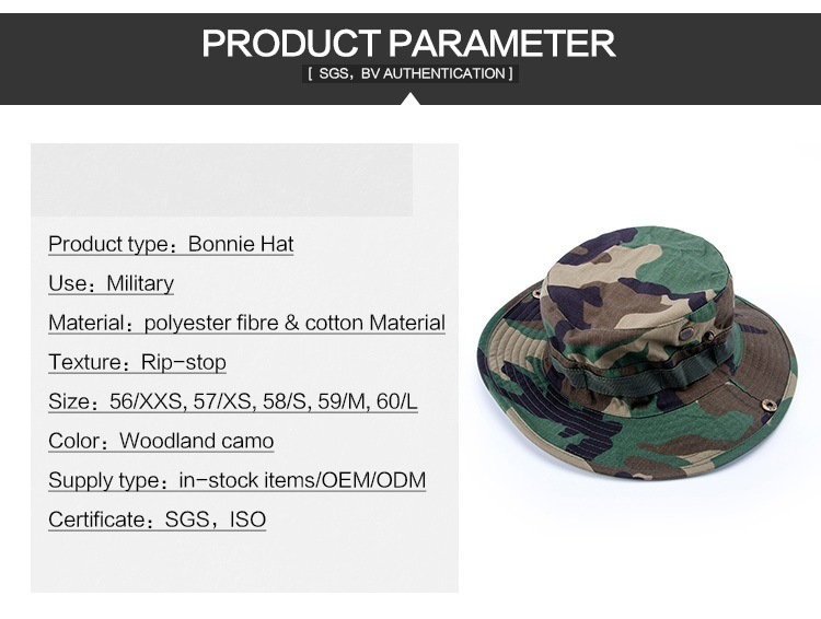 Woodland Camouflage Military Style Bonnie Cap Hat