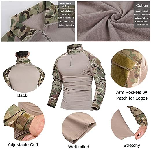 Combat Shirt and Tactical Pants Suit Bdu Military Style Uniform Airsoft Accessories Hunting Hiking