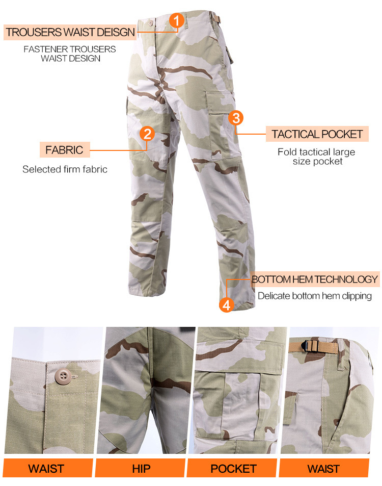 65% Polyeste & 35% Cotton Ripstop Desert Camouflage Uniforms American