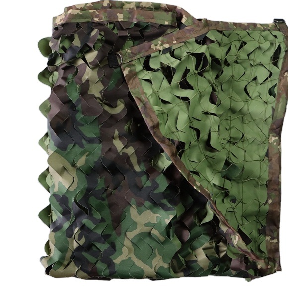 Outdoor Camo Netting Flame Retardant Military Style Camouflage Net Hunting with Dark Green Camo Print and Webbing Tape