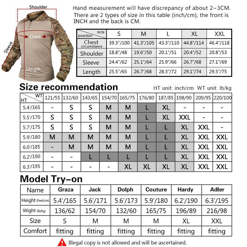 Frog Combat Suit for Tactical Military Style Plain Shirt