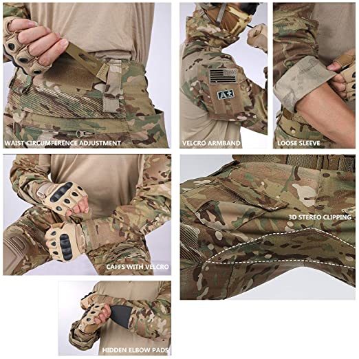 G3 Combat Clothing Suit Camouflage with Knee Pads for Men Tactical Hunting Uniform Set Paintball Gear