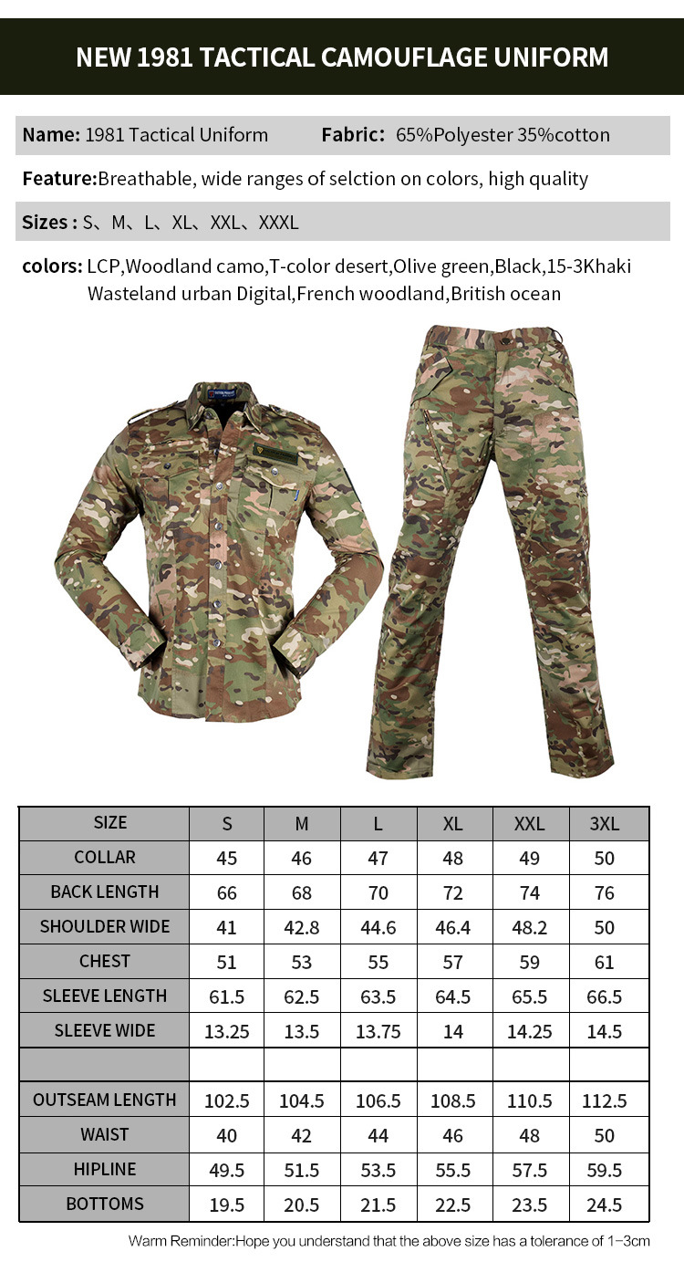 Training Clothing Military Style Tactical Military Style Uniform