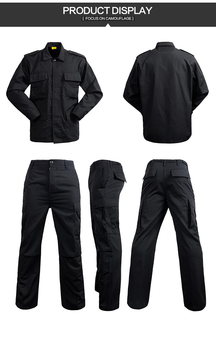 Black Camouflage Color Tactical Bdu Uniform