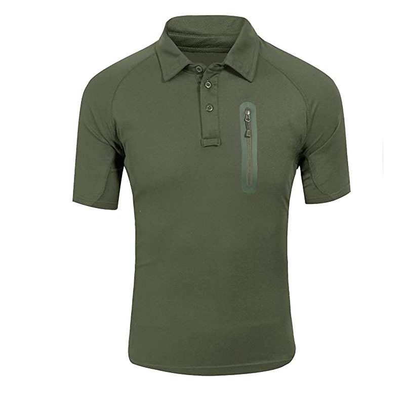 Men′s Short Sleeve Green Shirt Tooling Tactical Military Style Outdoor T-Shirt Combat Polo Shirt