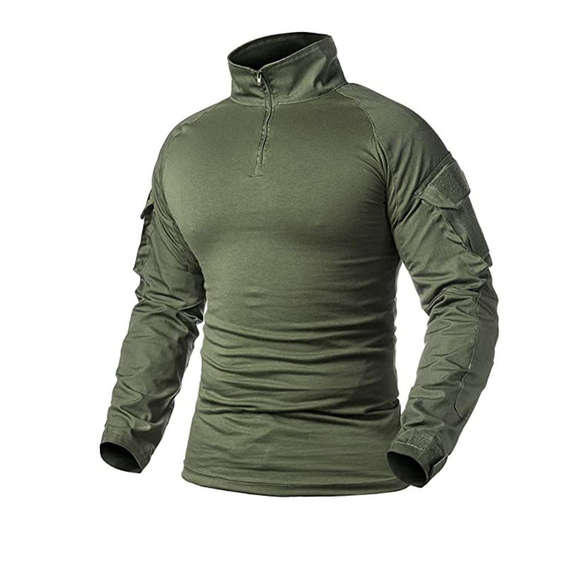 Men′s Military Style Tactical Combat Long Sleeve Green Shirt Slim Camo T-Shirt