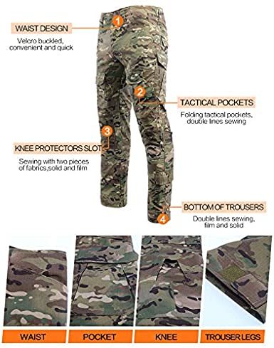 Combat Shirt and Tactical Pants Suit Bdu Military Style Uniform Airsoft Accessories Hunting Hiking