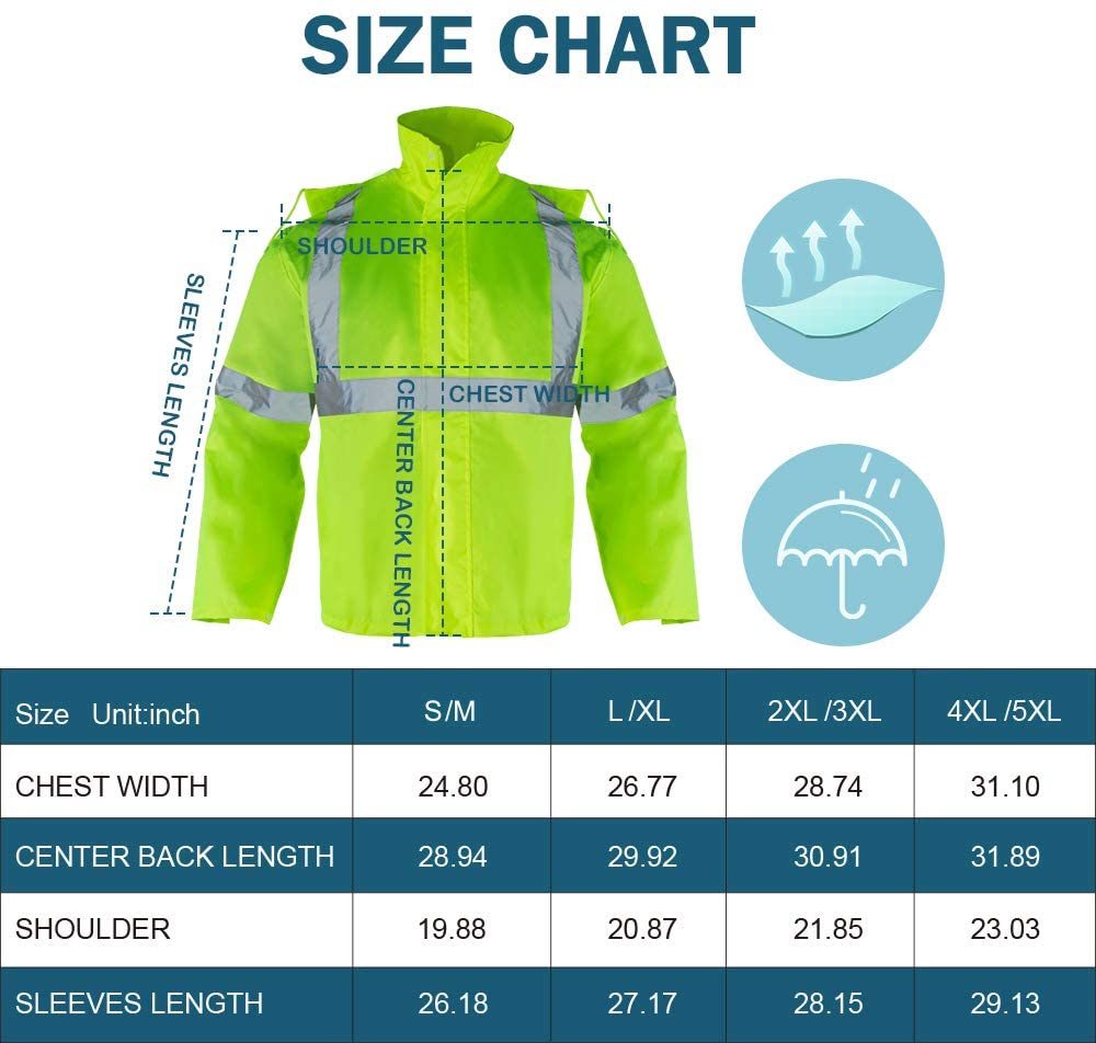 Reflective Safety and Waterproof Working Clothing Level 3 High Visibility Raincoat