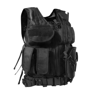 Custom Militarystyle Black Molle Tactical Mesh Vest with Magazine Pouch