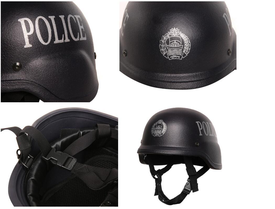 PE Aramid Black Logo Printing Custom Tactical Police style Bulletproof Helmet Ballistic Bullet Proof Helmet