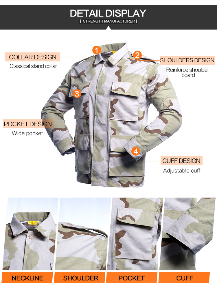 65%Polyeste 35%Cotton Ripstop Bdu Desert Camouflage Uniform