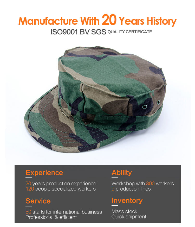 Soldier Combat Hat Camo Men Octagonal Military Style Cap