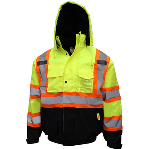 Security Clothing ANSI Class 3 High Visibility Bomber Safety Jacket Working Uniform