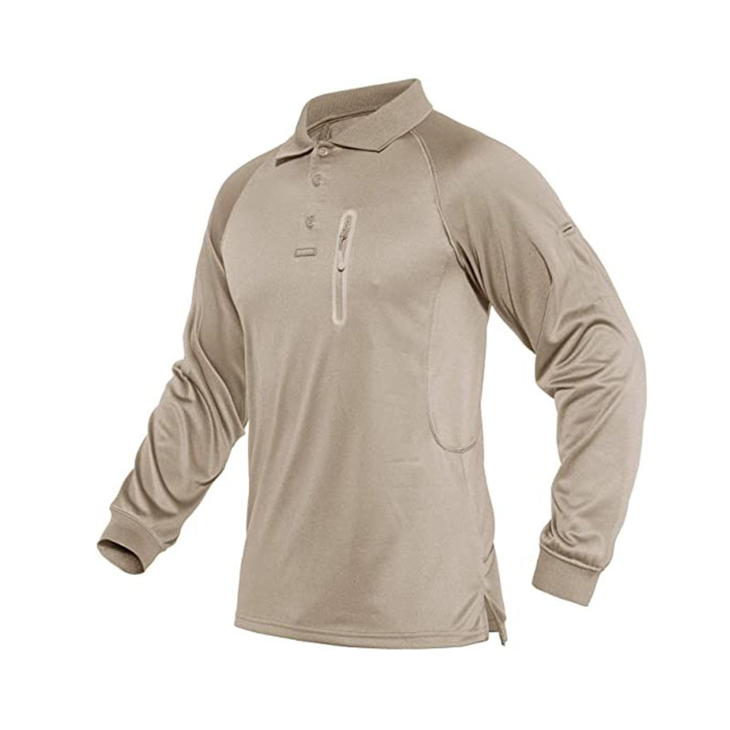 Men′s Long Sleeve Grey Shirt Outdoor Activity Tactical Military Style T-Shirt Combat Polo Shirt