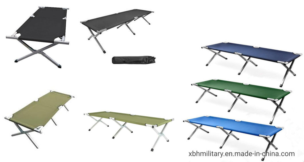 Factory Custom Outdoor Steel Aluminum Frame Trip Military Style Portable Folding Camping Bed