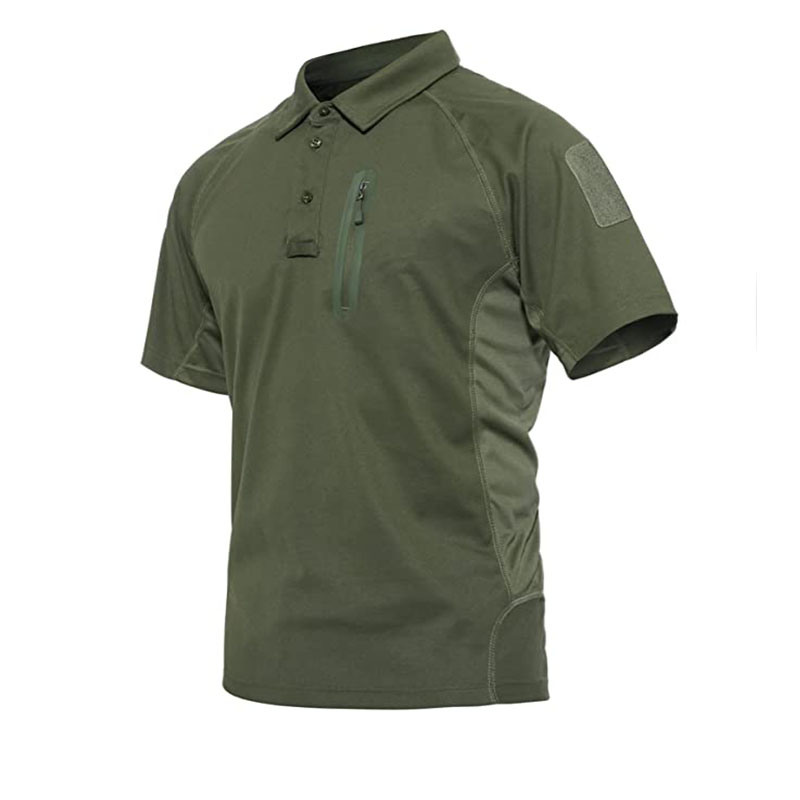 Men′s Short Sleeve Green Shirt Tooling Tactical Military Style Outdoor T-Shirt Combat Polo Shirt