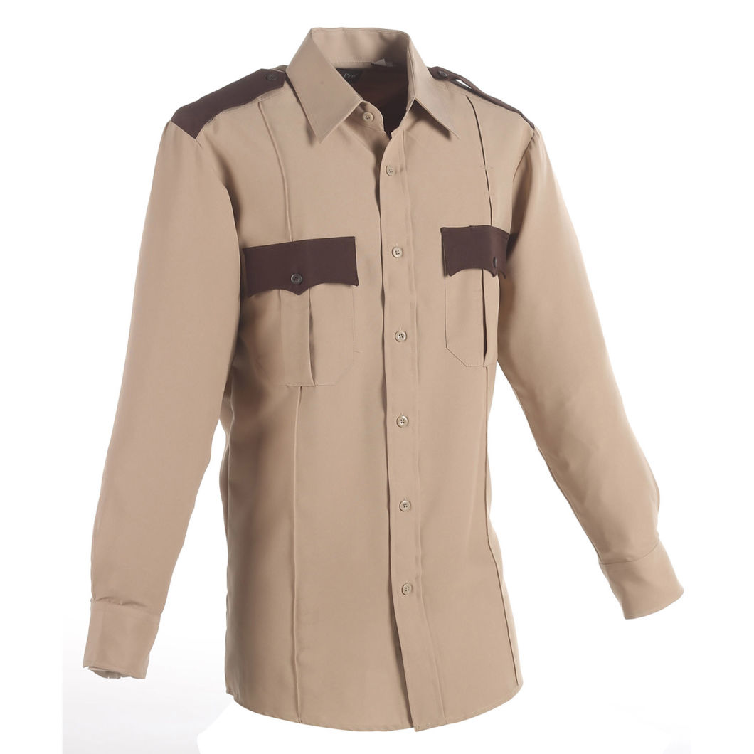 Tan Polyester Two-Tone Long Sleeve Shirt