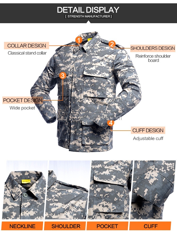 Rip-Stop Bdu Universal Camouflage American Formal Battle Dress Military Style Uniform