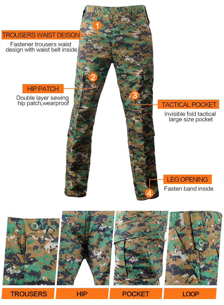 Digital Woodland Camouflage Rip-Stop Wargame Airsoft Painball Military Style Uniform