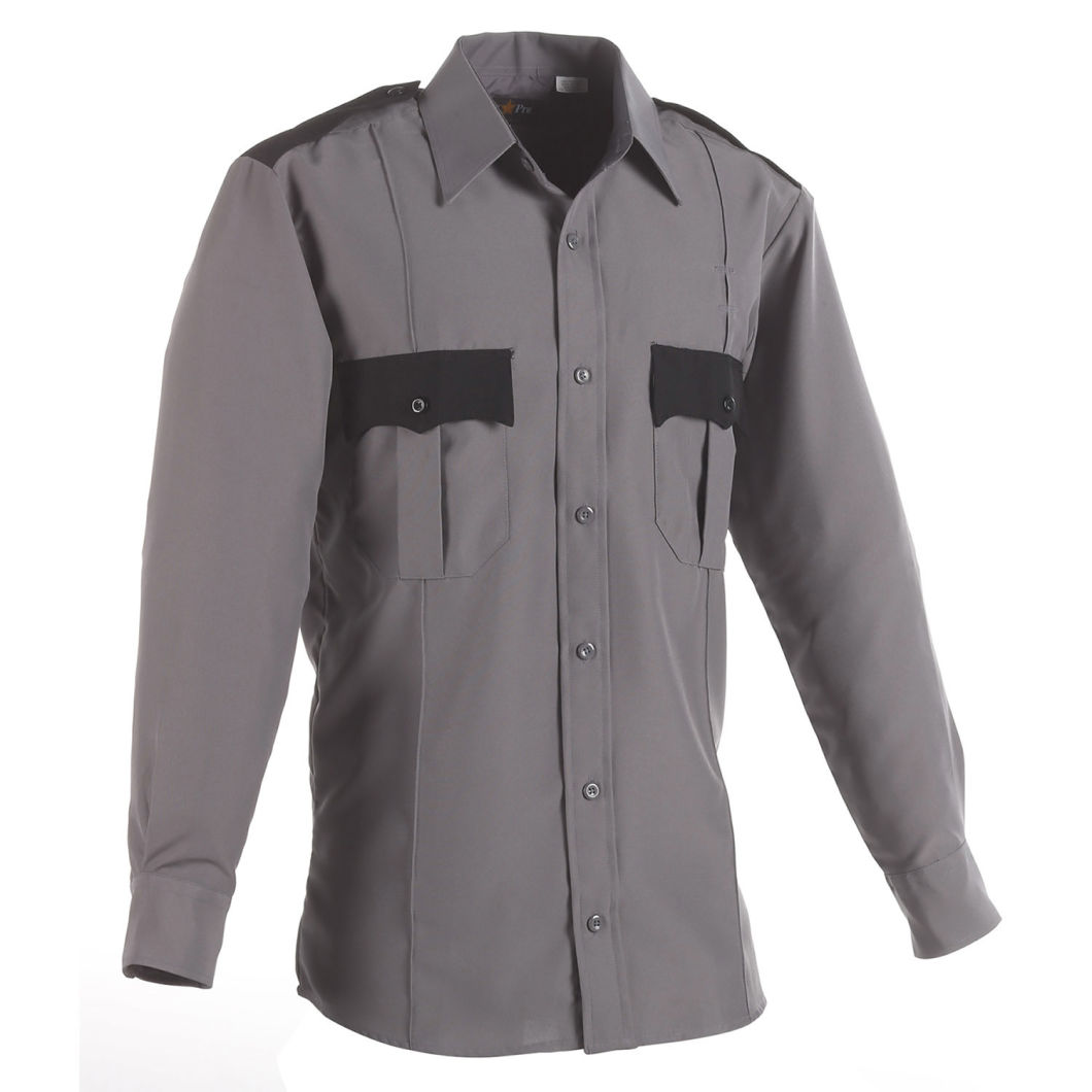 Grey Polyester Two-Tone Long Sleeve Shirt