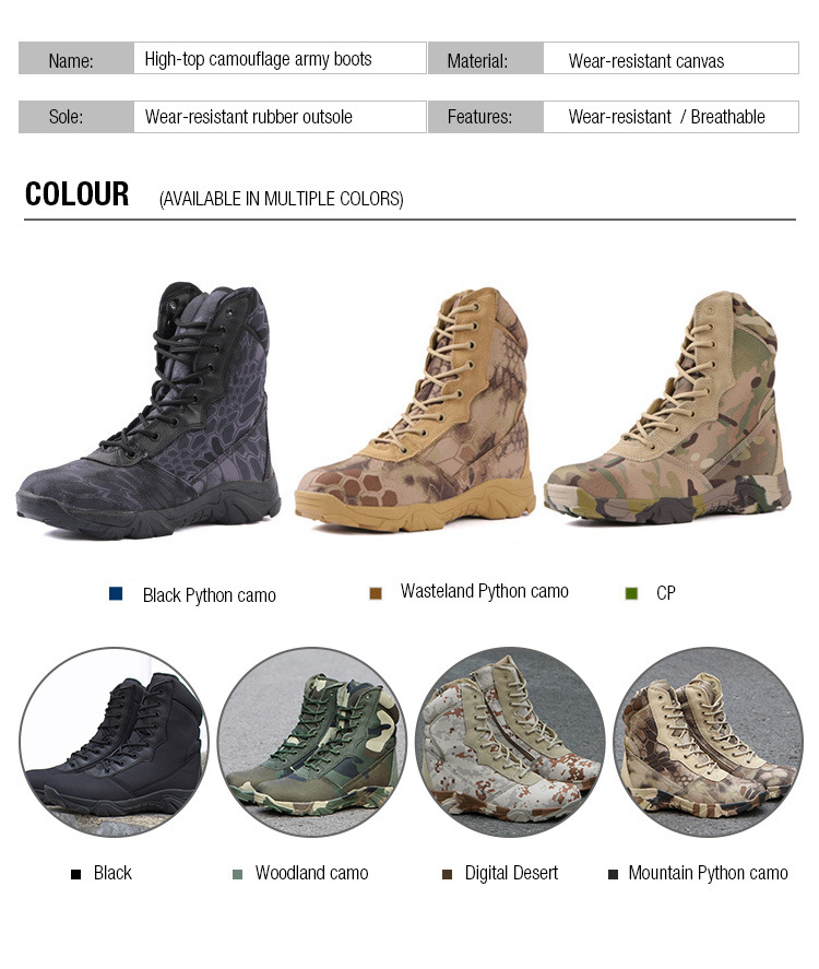 Wholesales Camouflage Desert Boots Tactical Military Style Outdoor Boots for Men