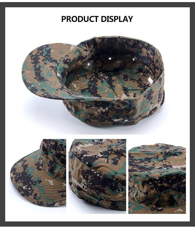 Promotional Outdoor Camo Hunterting Flat Top Soldier Hat Cap