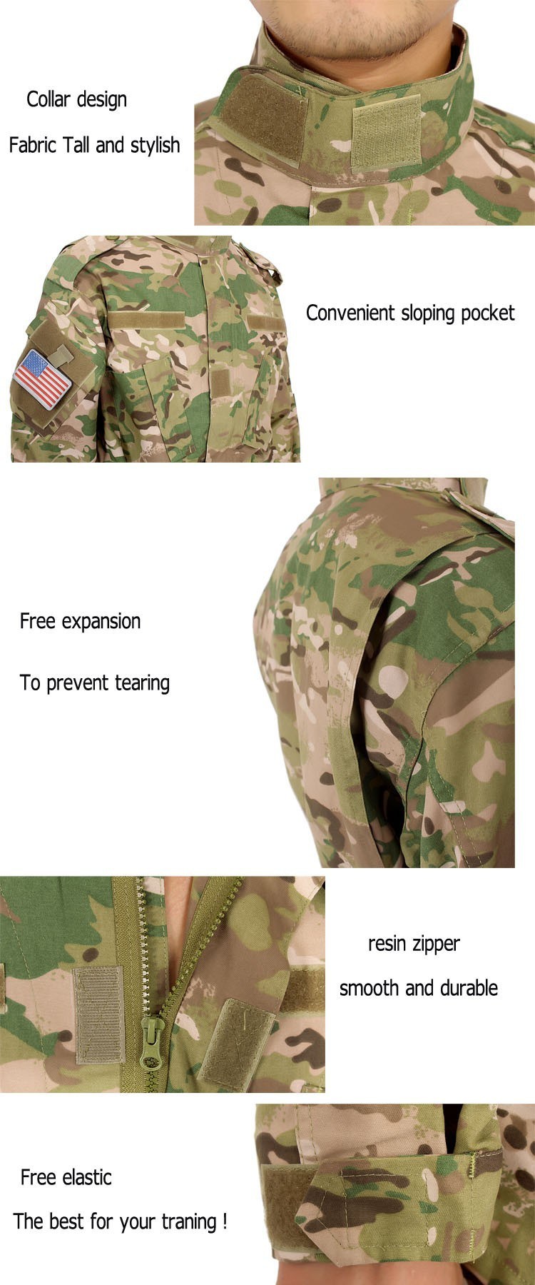 Durable Camouflage American Acu Military Style Combat Uniform Tactical Suit